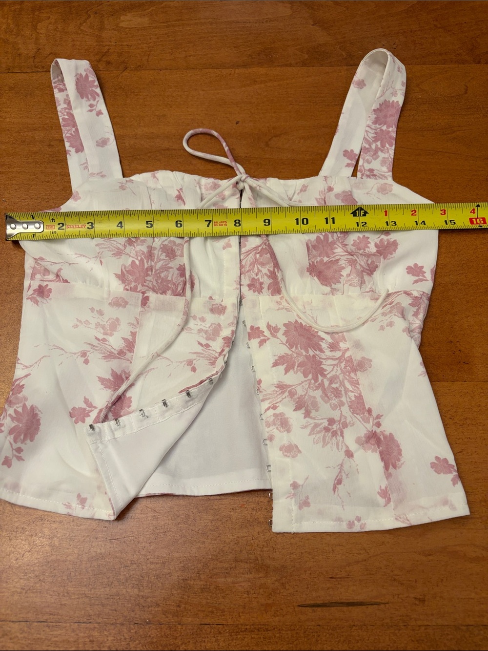 Princess Polly Floral Tie-Front Bustier Top in Dusty Pink and White - Picture 3 of 6